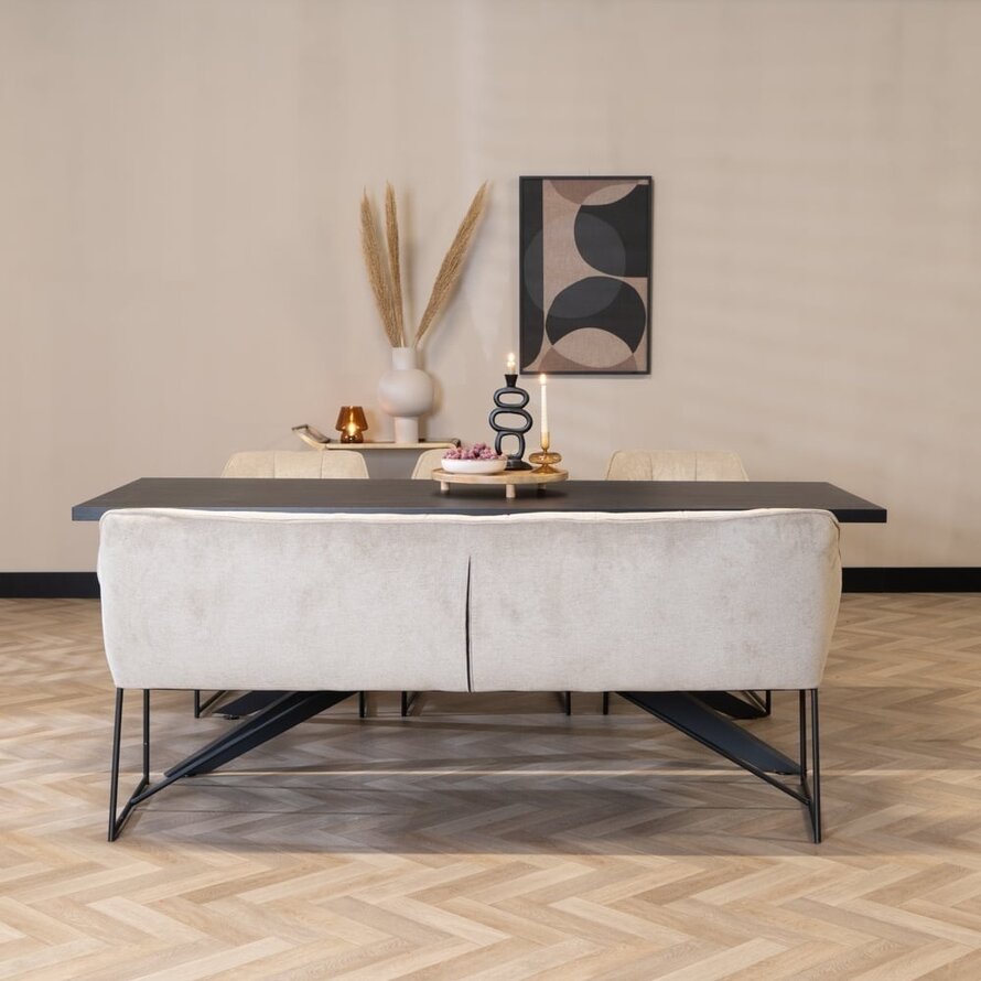 Eetkamerbank Jelle taupe polyester 220 cm