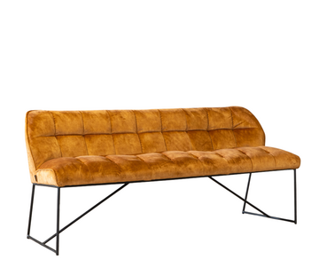 Bronx71 Eetkamerbank Janna okergeel velvet 155 cm