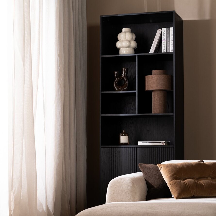 Wandkast Bradley zwart eiken 80x220 cm