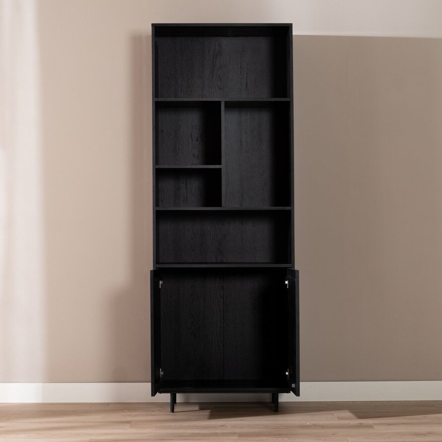 Wandkast Bradley zwart eiken 80x220 cm