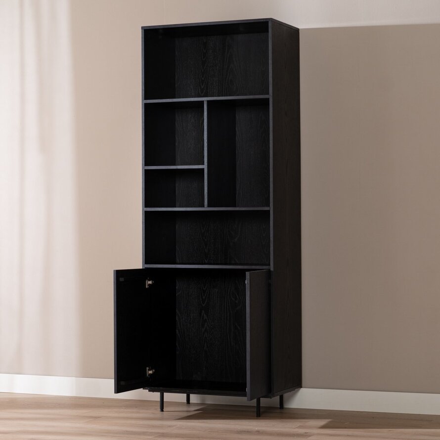 Wandkast Bradley zwart eiken 80x220 cm