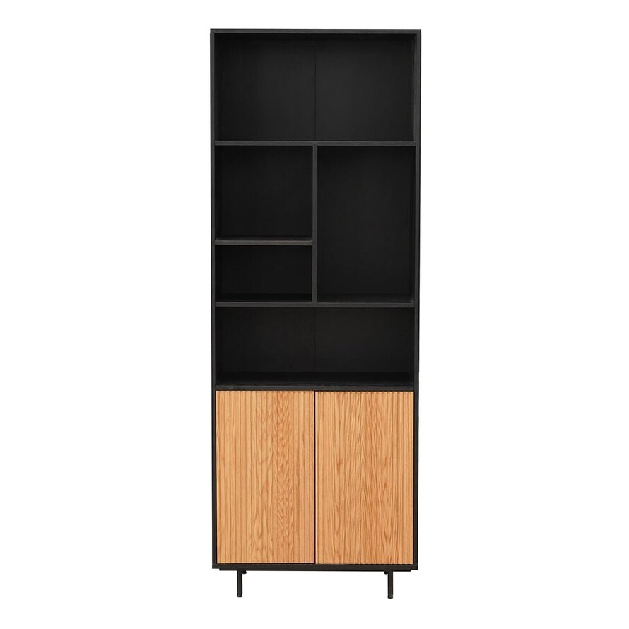 Wandkast Bradley zwart/blank eiken 80x220 cm