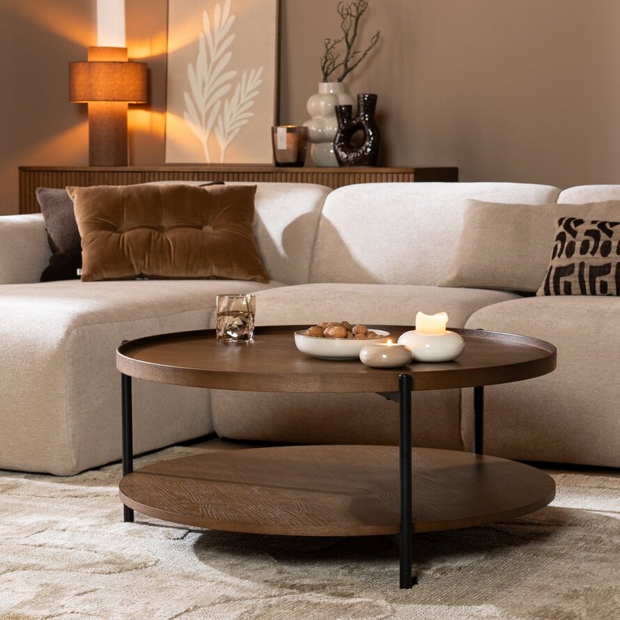 Salontafel Rio rond rustiek eiken Ø90 cm