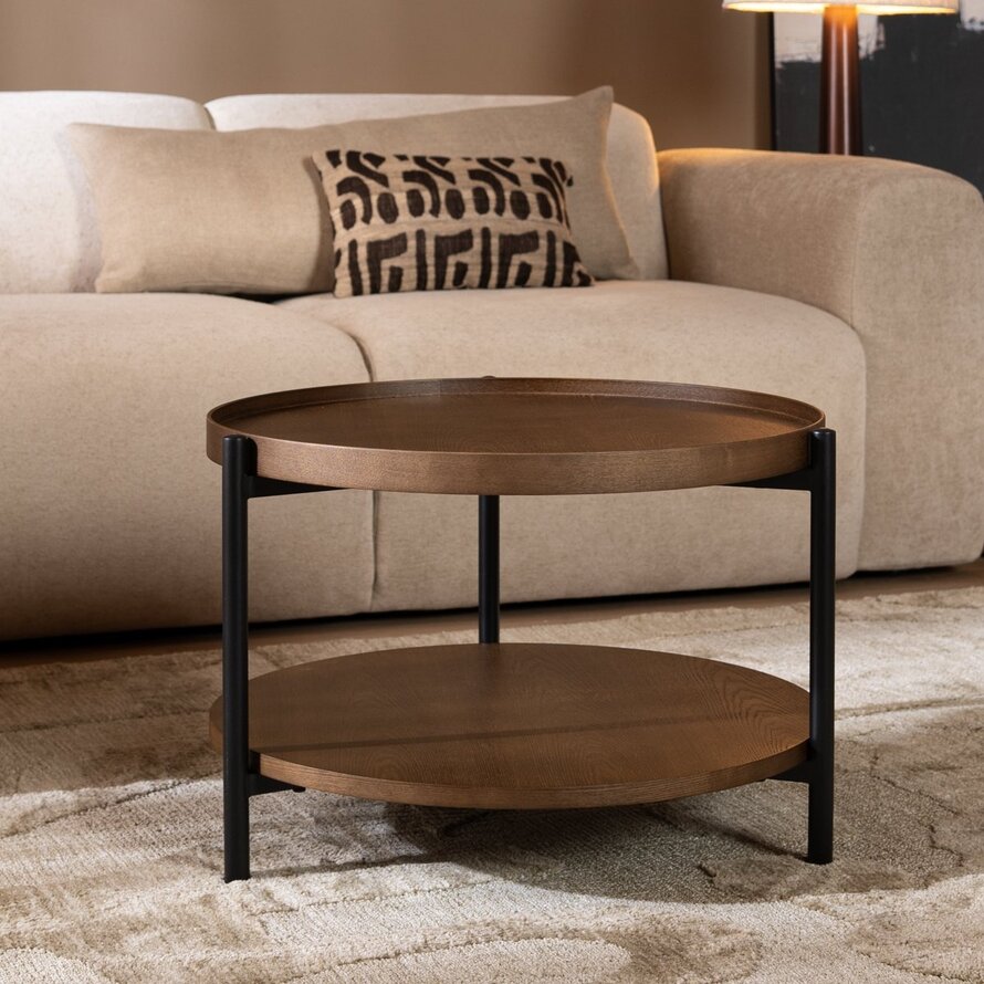Salontafel Rio rond rustiek eiken Ø58 cm