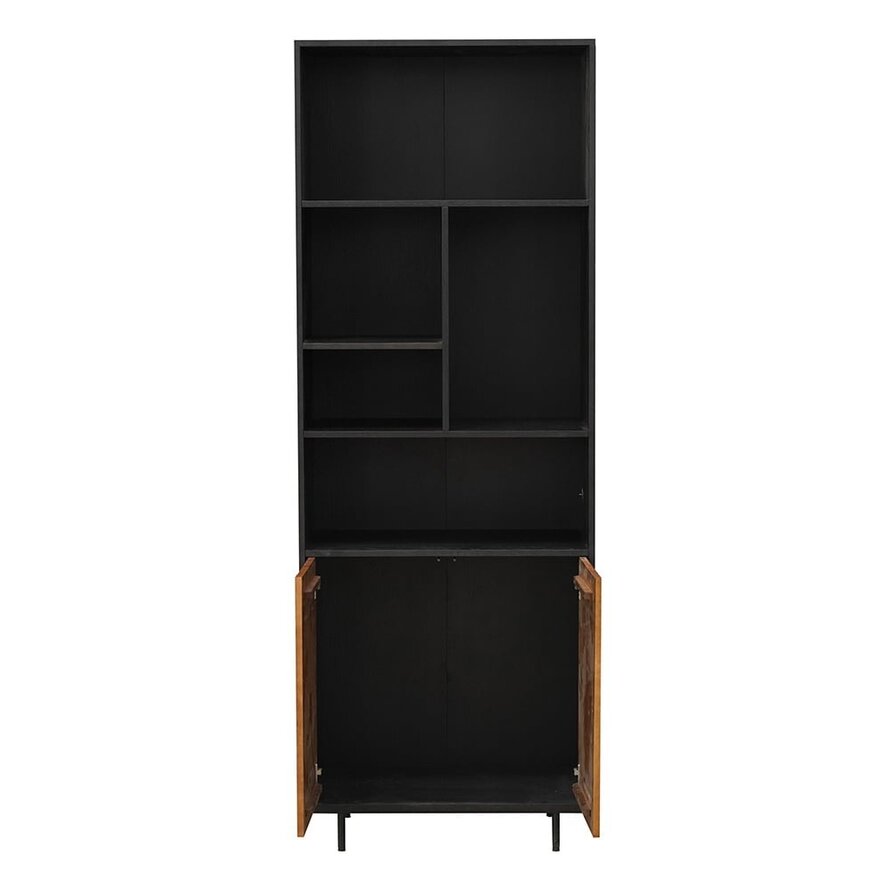 Wandkast Bradley zwart/rustiek eiken 80x220 cm