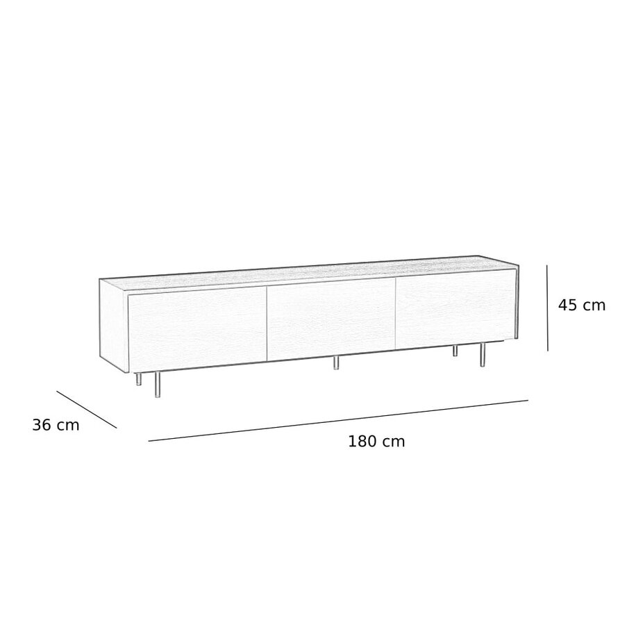 Tv-meubel Thomas zwart/rustiek eiken 180 cm