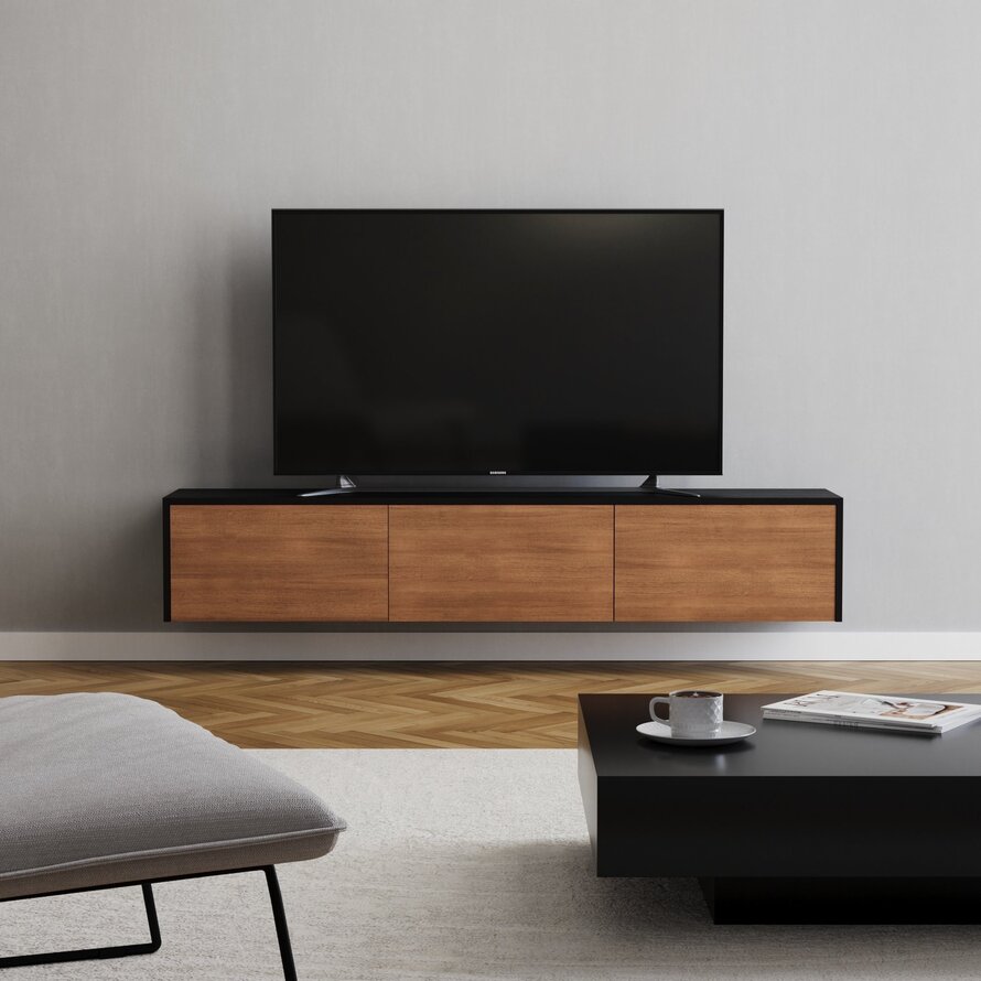 Tv-meubel Thomas zwart/rustiek eiken 180 cm