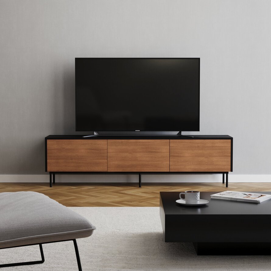 Tv-meubel Thomas zwart/rustiek eiken 180 cm