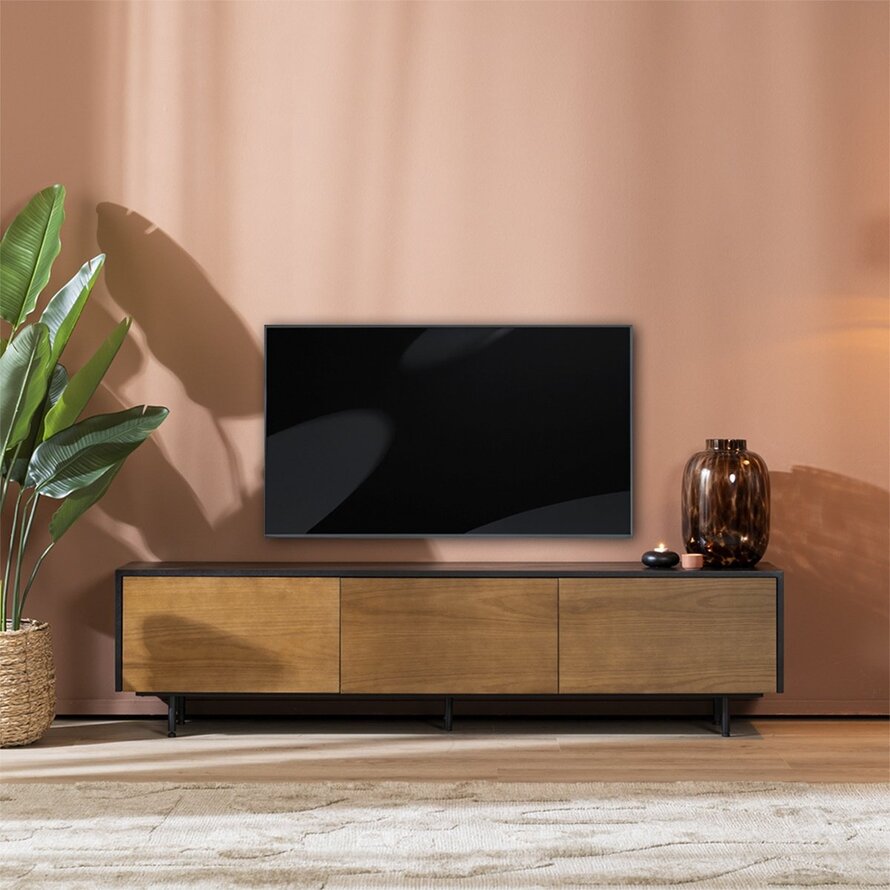 Tv-meubel Thomas zwart/rustiek eiken 180 cm