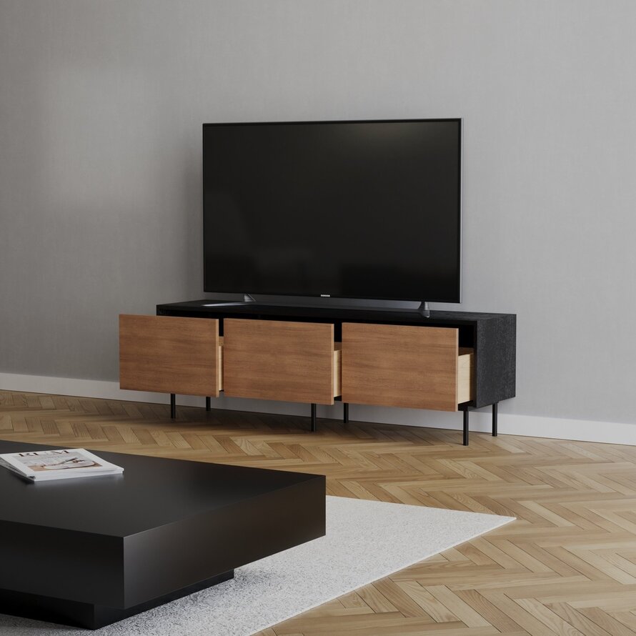 Tv-meubel Thomas zwart/rustiek eiken 150 cm