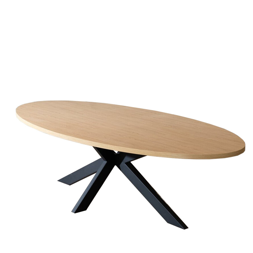 Eettafel Carl ovaal melamine eiken 270 x 130 cm