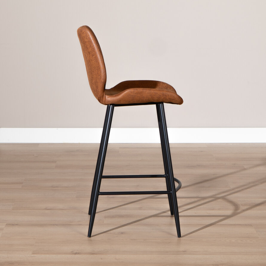 Barkruk Barrel cognac leer 69 cm - waterbestendig