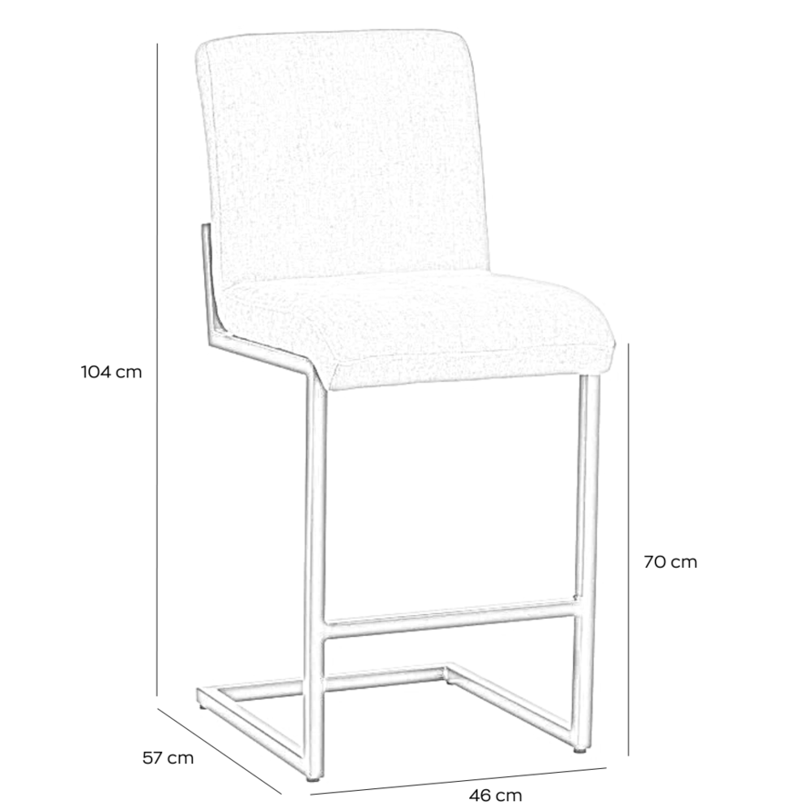 Barkruk Lio polyester off white/bruin 70 cm