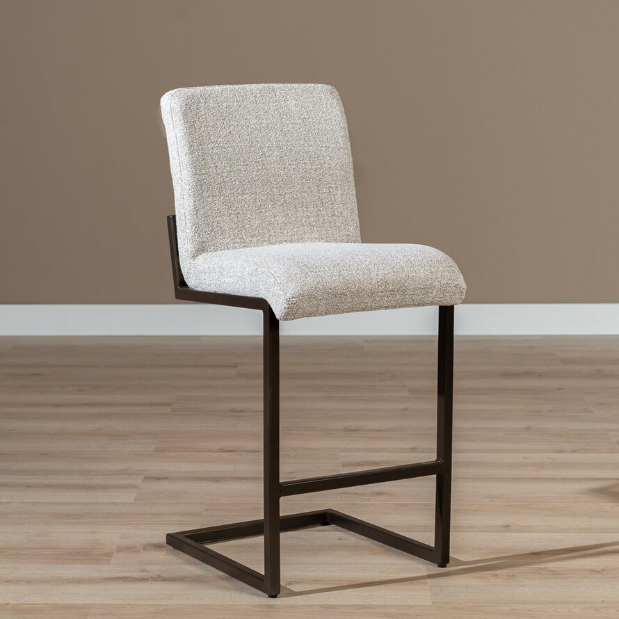 Barkruk Lio polyester off white/bruin 70 cm