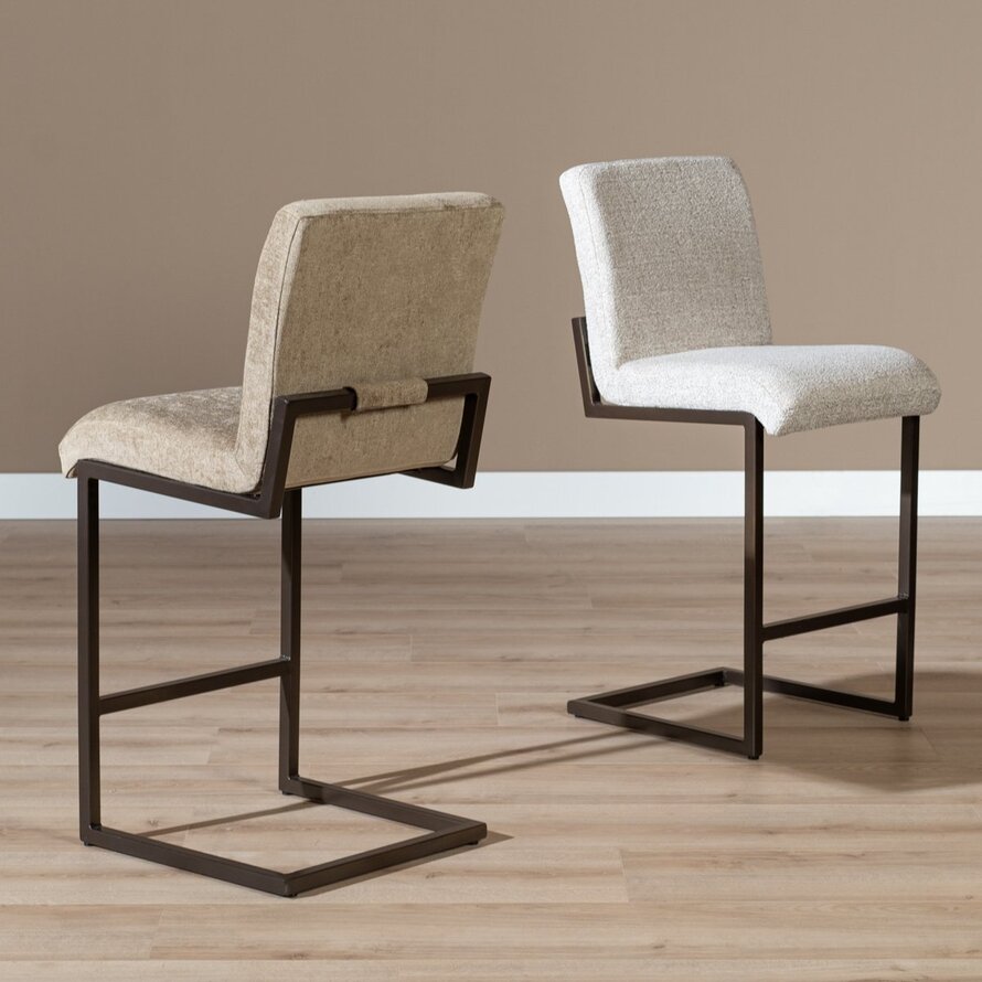 Barkruk Lio polyester off white/bruin 70 cm