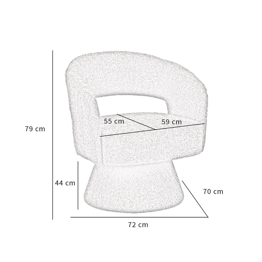 Fauteuil Josh draaibaar chenille taupe