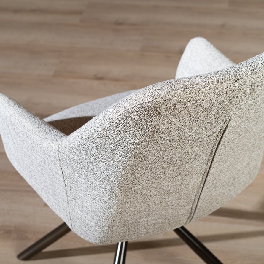 Draaibare stoel Kay polyester off white/bruin