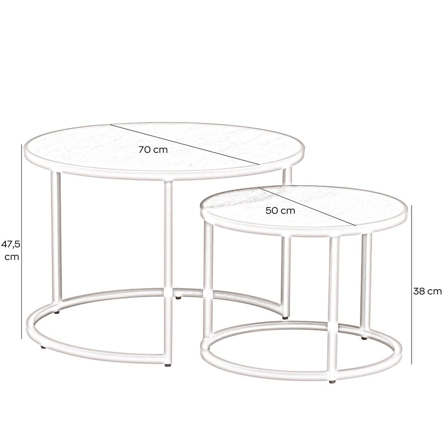 Salontafel Sef rond set van 2 taupe/travertin
