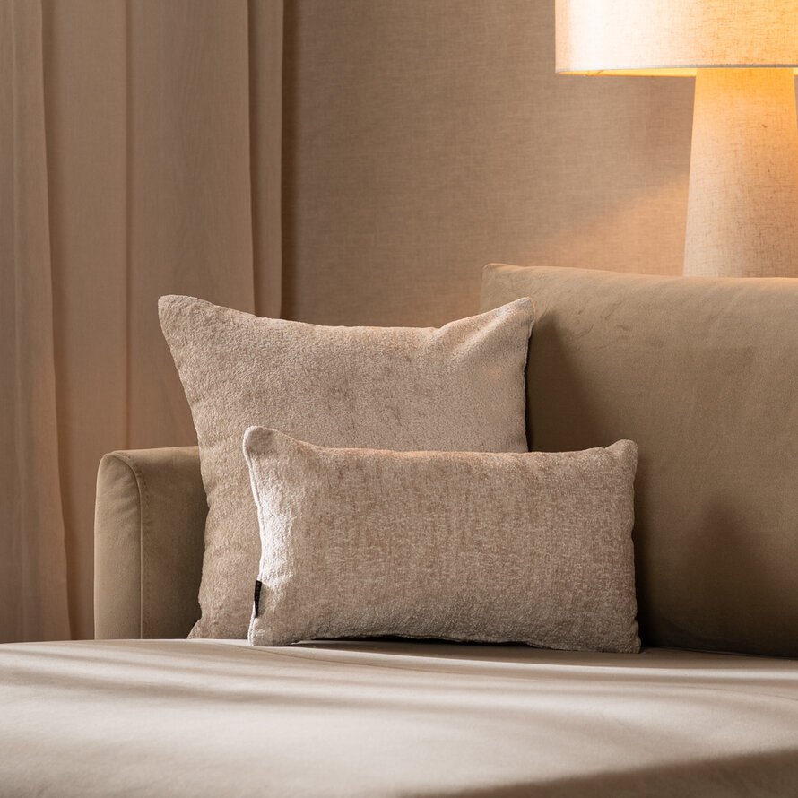 Kussen Juna wit/beige chenille stof 45 x 45 cm