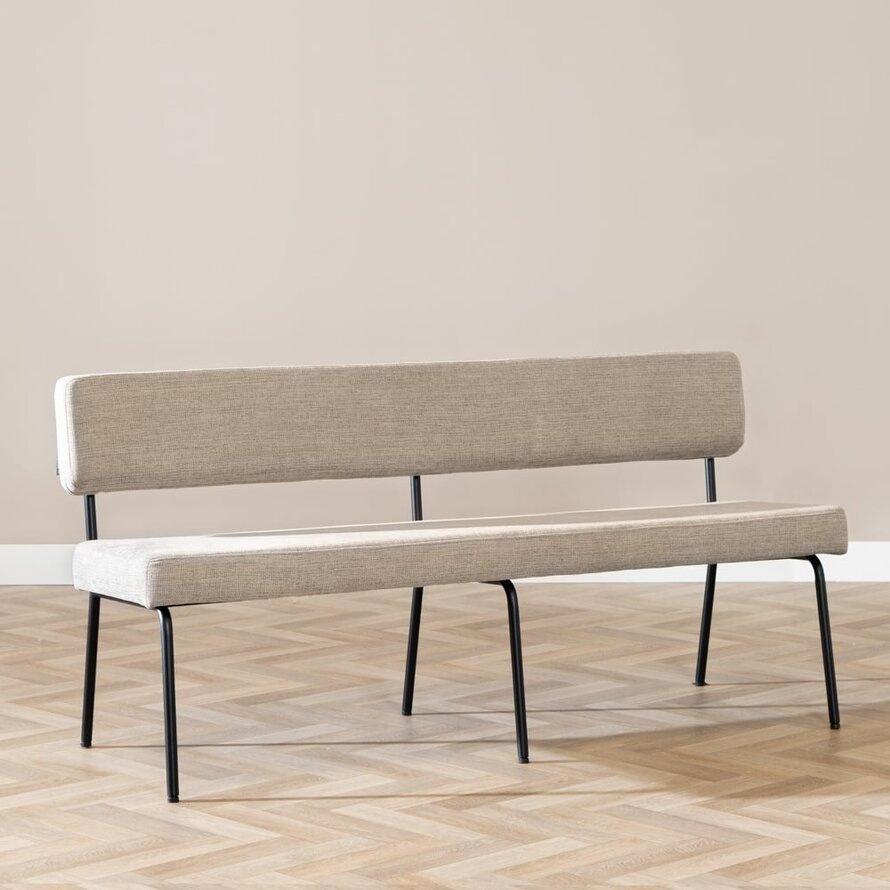 Eetkamerbank Espen taupe gerecycled polyester 160 cm
