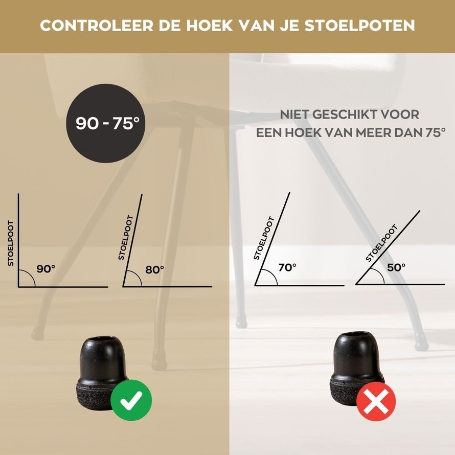Vloerbeschermer 1 stuk zwart Ø14-19 mm