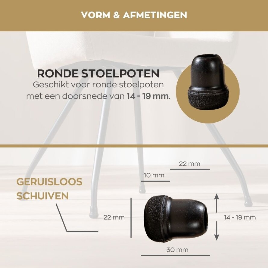 Vloerbeschermer 1 stuk zwart Ø14-19 mm