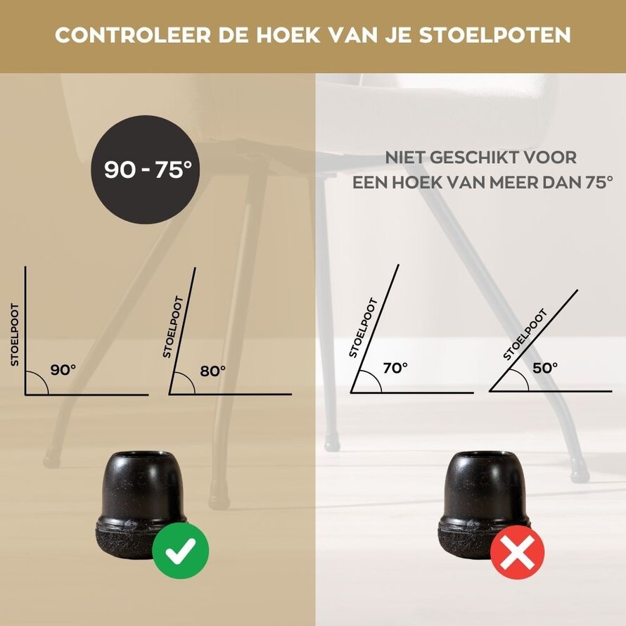 Vloerbeschermer 1 stuk zwart Ø19-25 mm