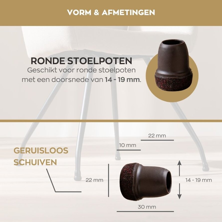 Vloerbeschermer 1 stuk bruin Ø14-19 mm