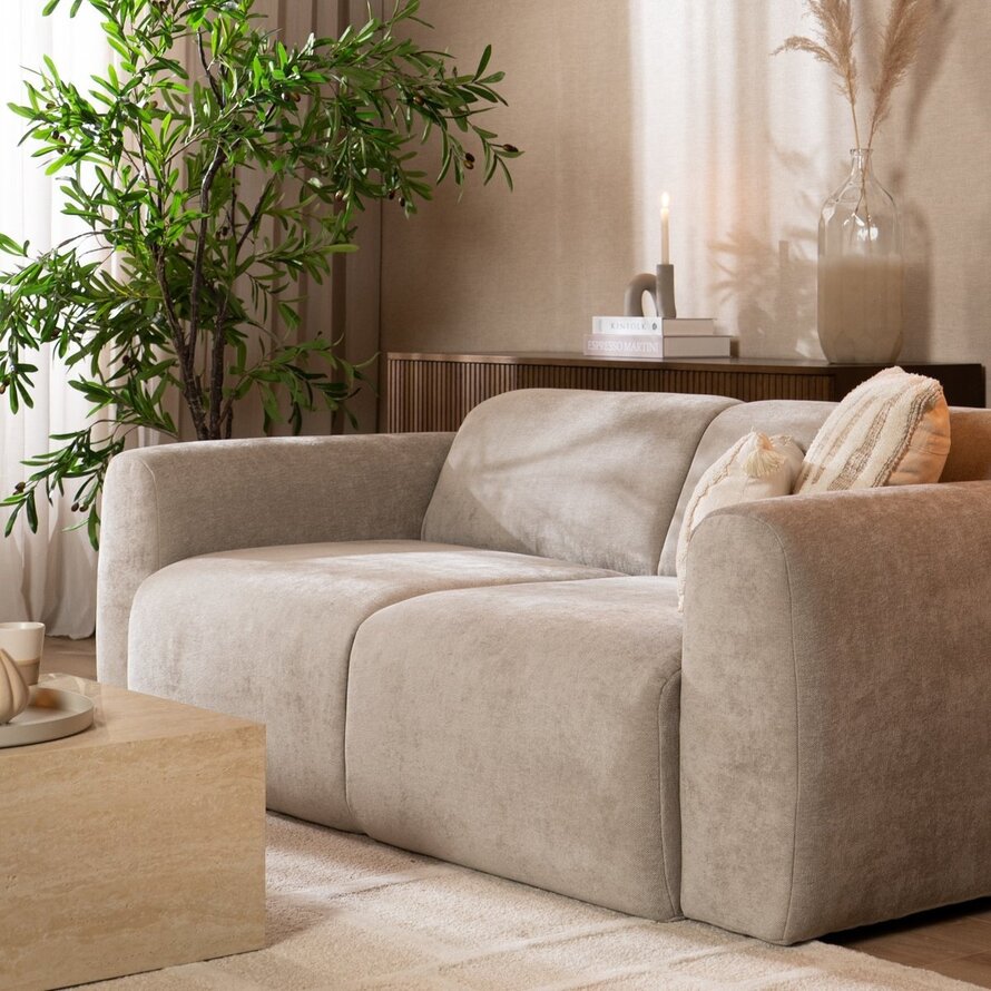 2,5-zits Maine bank taupe polyester stof