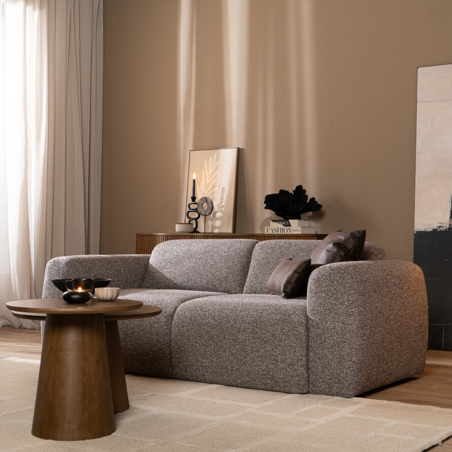 2,5-zits Maine bank bouclé stof bruin/grijs