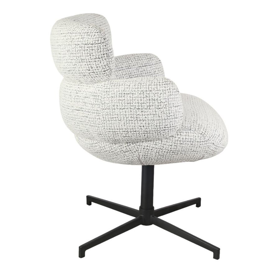Draaibare stoel Coco polyester off white/zwart