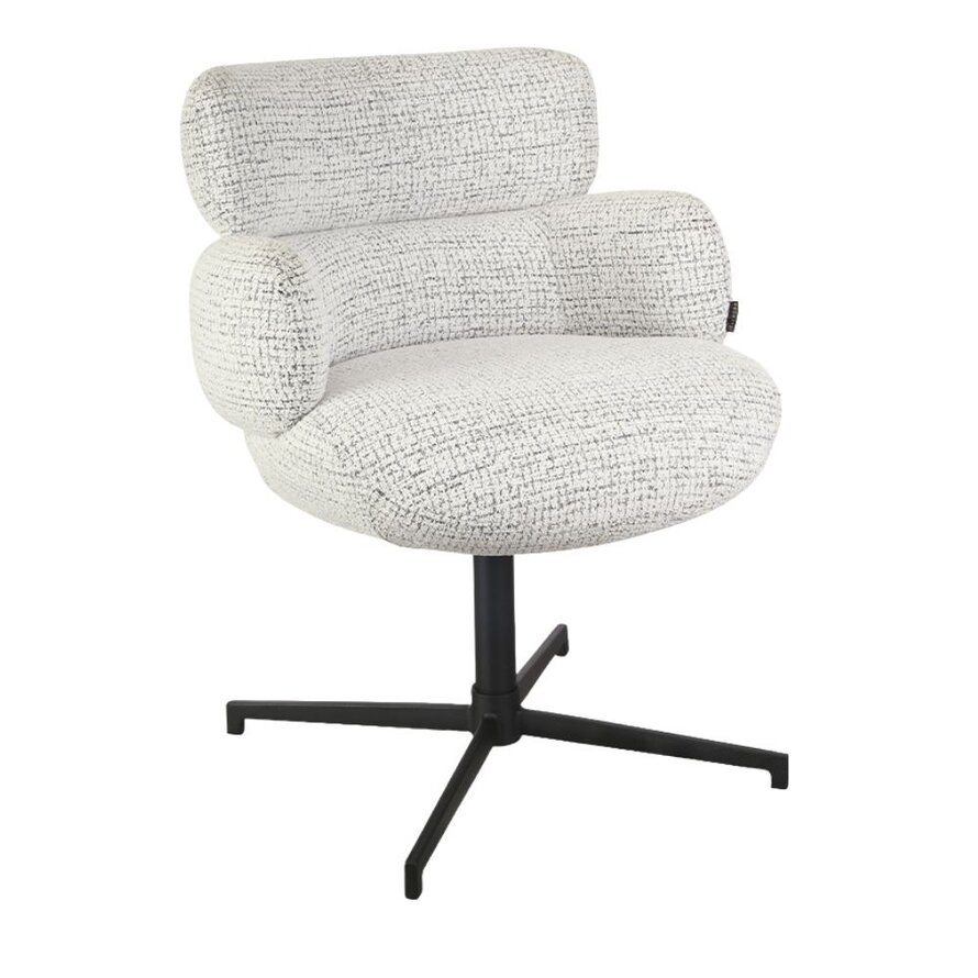Draaibare stoel Coco polyester off white/zwart