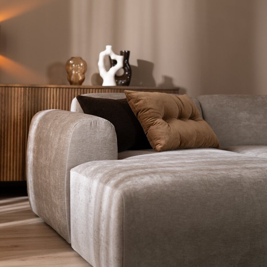 Hoekbank links Maine polyester taupe