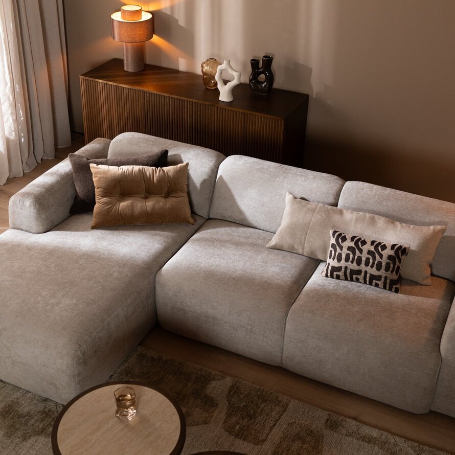 Hoekbank links Maine polyester taupe