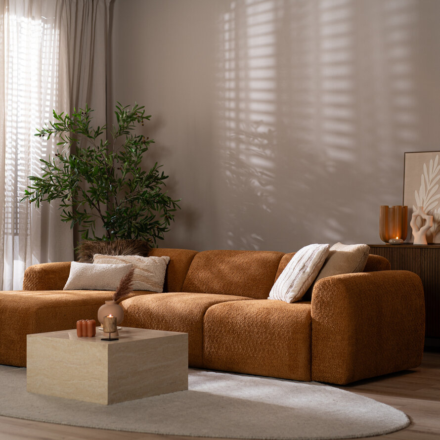 Hoekbank links Maine polyester terracotta