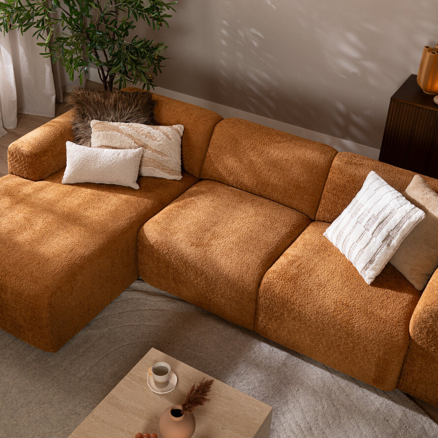 Hoekbank links Maine polyester terracotta