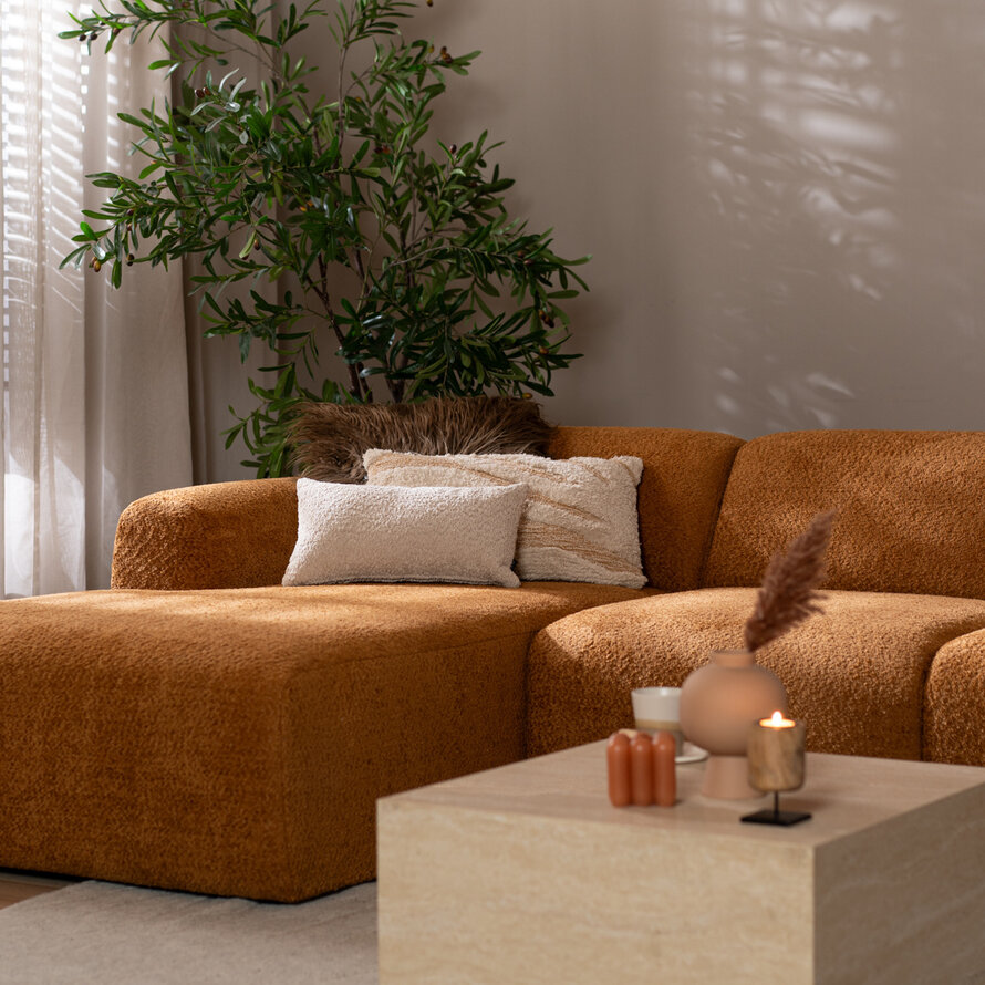 Hoekbank links Maine polyester terracotta