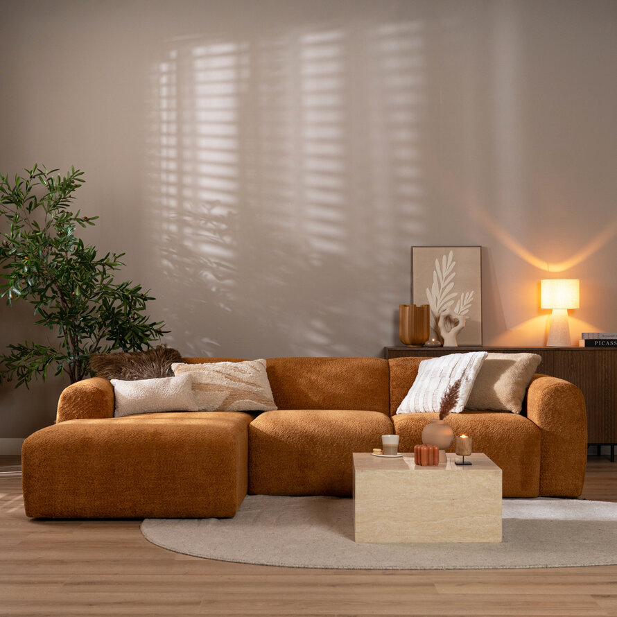 Hoekbank links Maine polyester terracotta