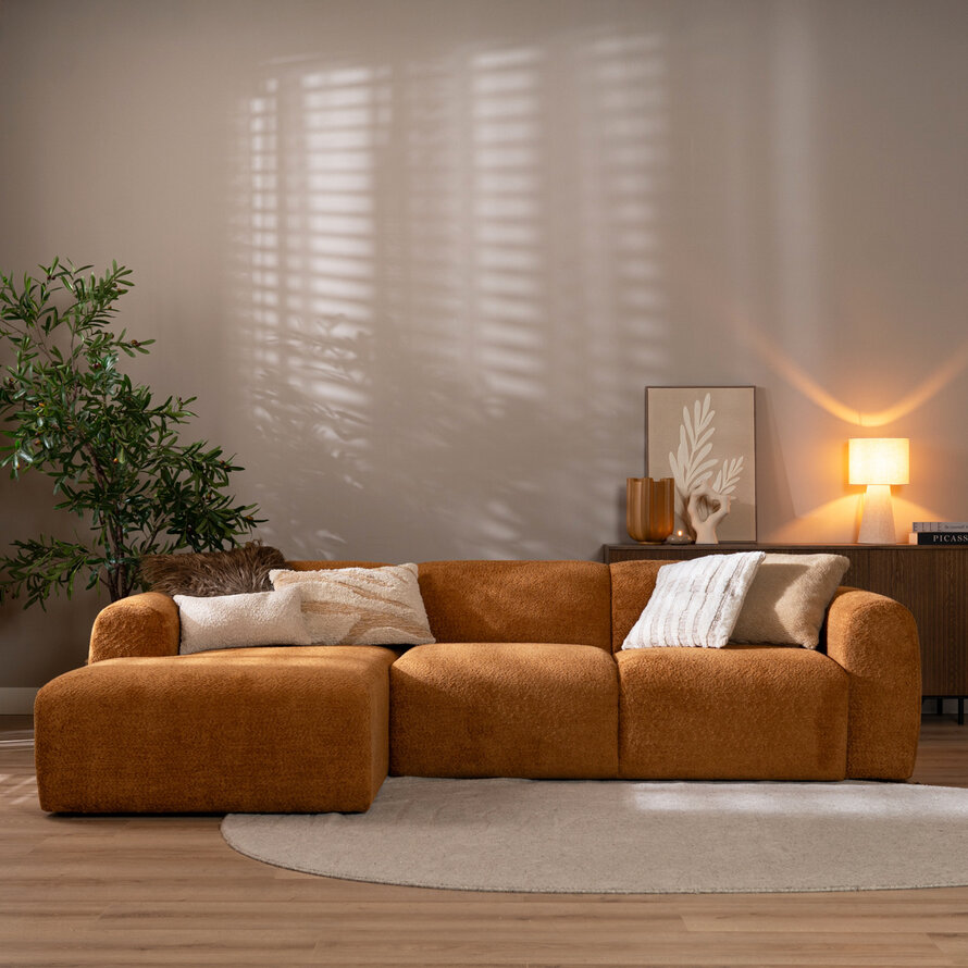 Hoekbank links Maine polyester terracotta