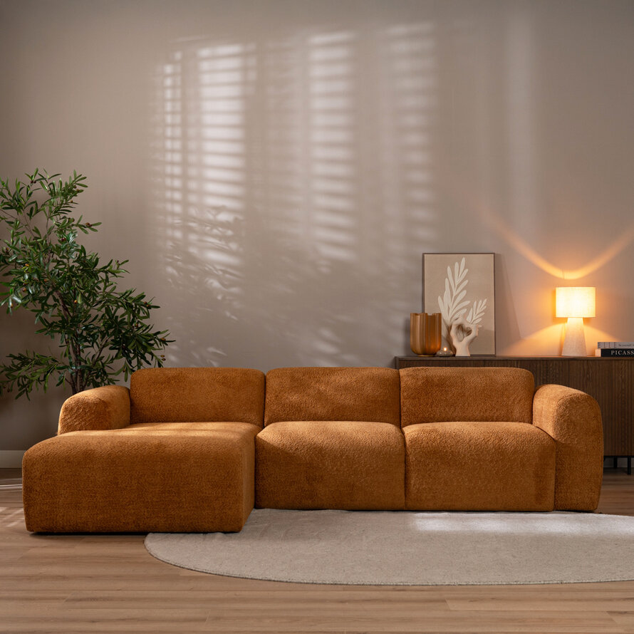 Hoekbank links Maine polyester terracotta