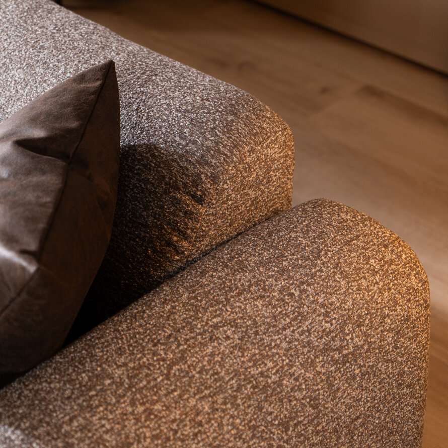 Hoekbank Maine bouclé stof bruin/grijs links