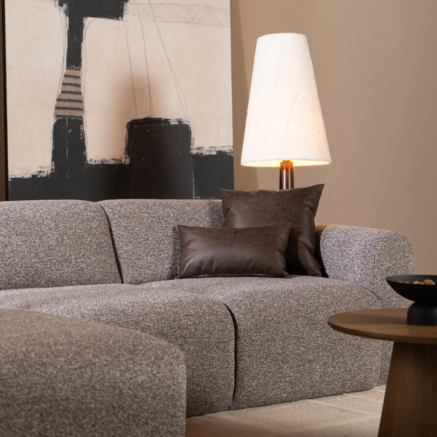 Hoekbank Maine bouclé stof bruin/grijs links