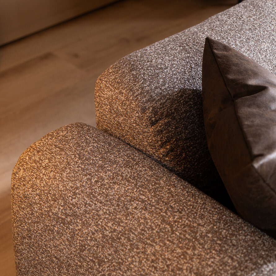 Hoekbank Maine bouclé stof bruin/grijs rechts