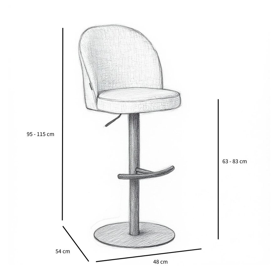Barkruk Odin zwart polyester 63-83 cm