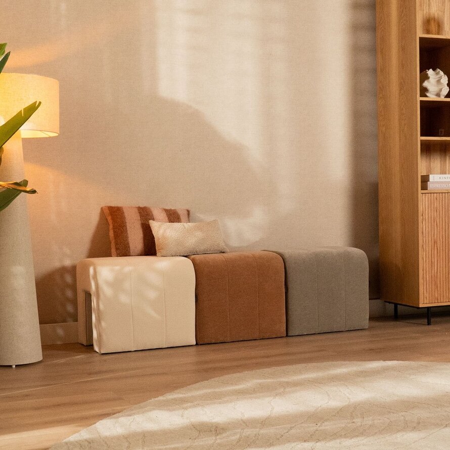 Modulaire hocker Seth chenille off white