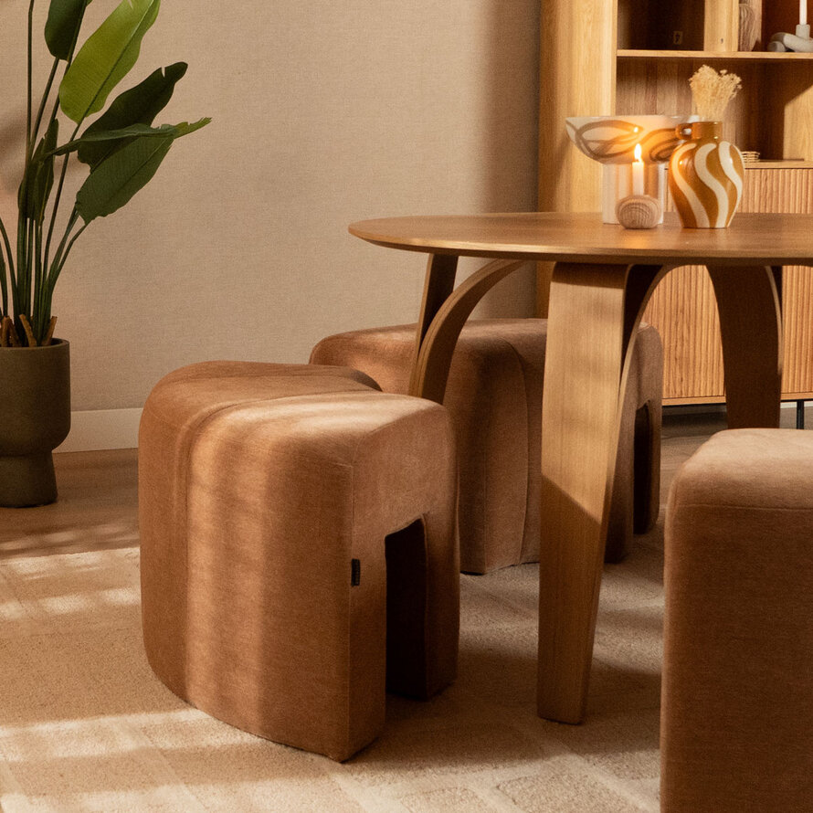 Modulaire hoekhocker Seth chenille teracotta