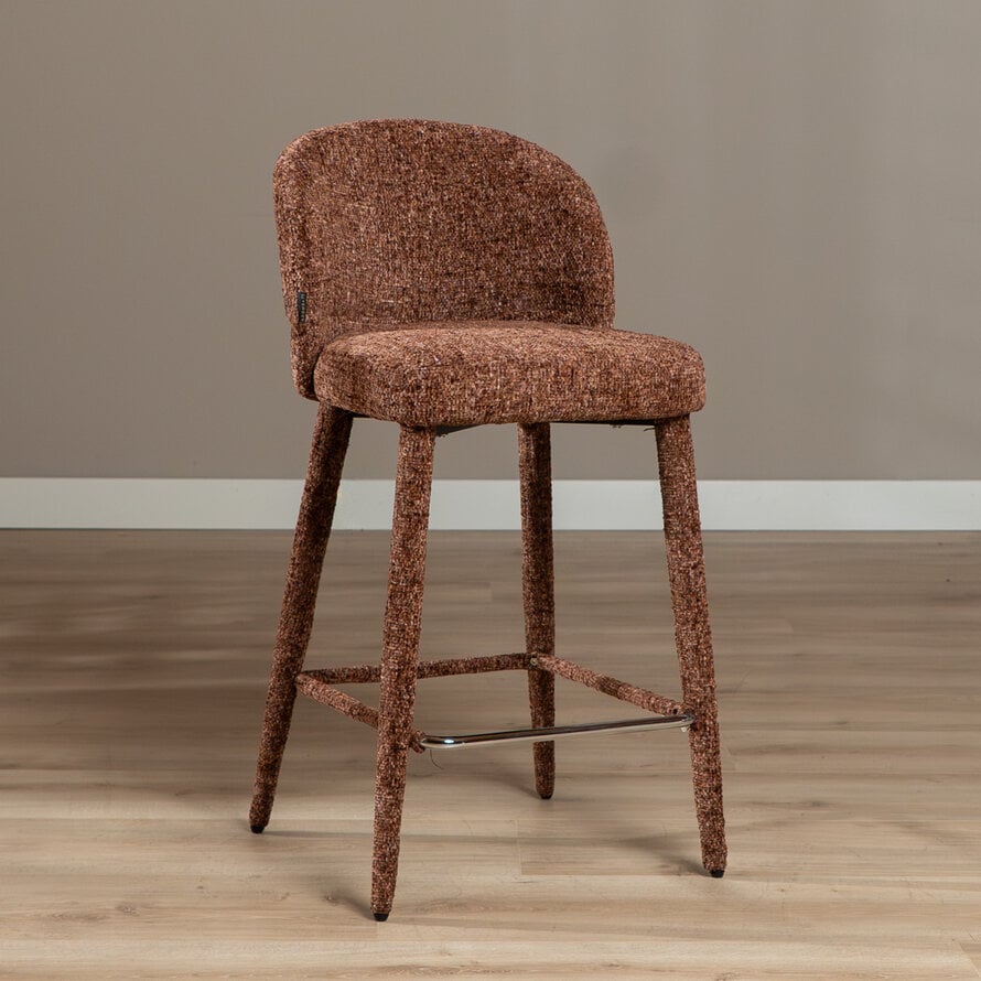 Barkruk Charlie koper chenille 69 cm