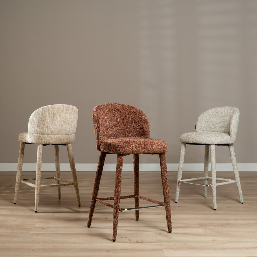 Barkruk Charlie beige chenille 69 cm
