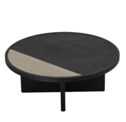 Bronx71 Salontafel Maeva Ø80 cm zwart eiken/travertin