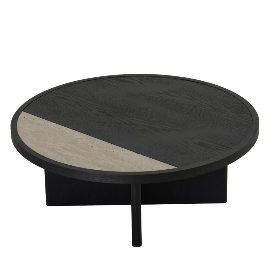 Salontafel Maeva rond zwart eiken Ø80 cm